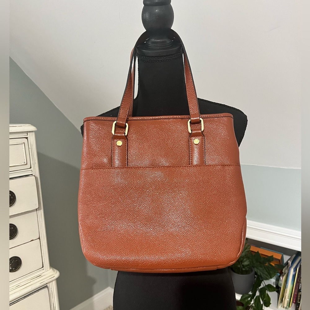 COPY - Zenith Handbags Cognac Brown Pebbled Leather Handbag Soft Leather Bag Pu…